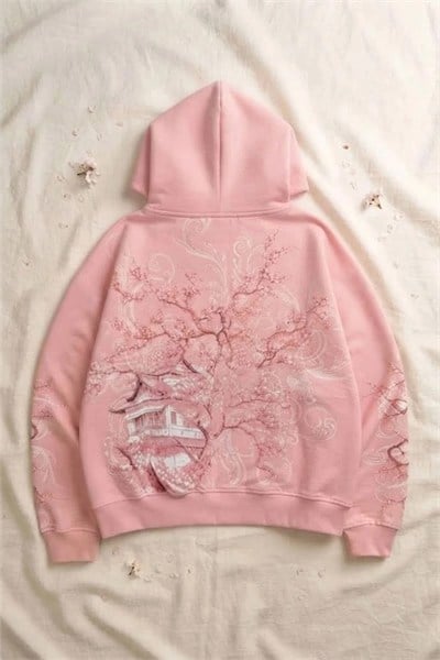 Pembe Sakura Japonic Harajuku Y2K Unisex Hırka