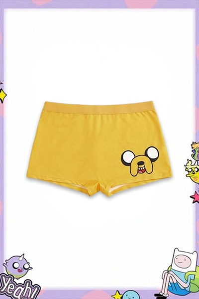 Sarı Adventure Time Jack Y2K Mini Şort