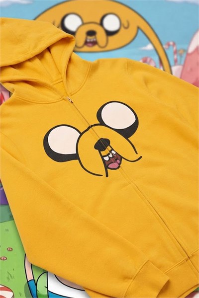 Sarı Adventure Time Jack Y2K Unisex Hırka