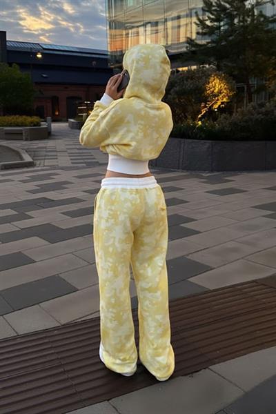 Sarı Kamuflaj Juicy Grunge Lastikli Crop Hırka Alt-Üst Takım