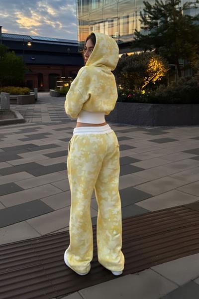 Sarı Kamuflaj Juicy Grunge Lastikli Crop Hırka Alt-Üst Takım