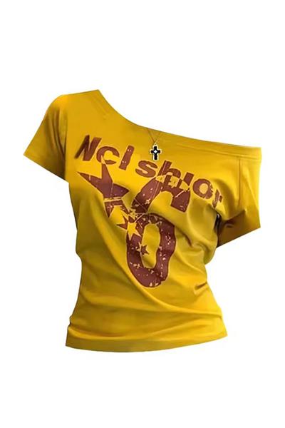 Sarı Nclshior 6 Y2K Kısa Kollu Crop