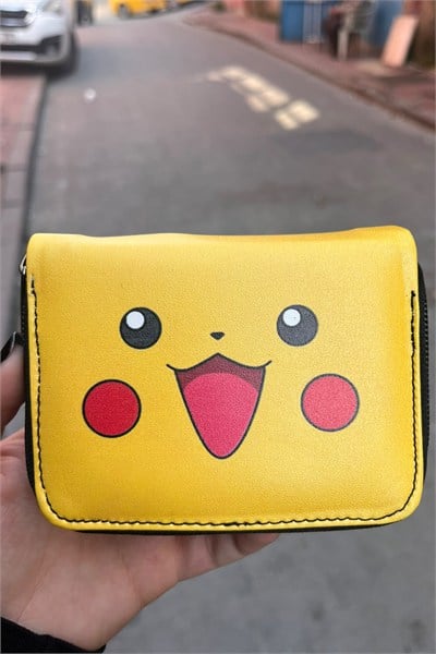 Sarı Pokemon Pikachu Face Anime Unisex Cüzdan
