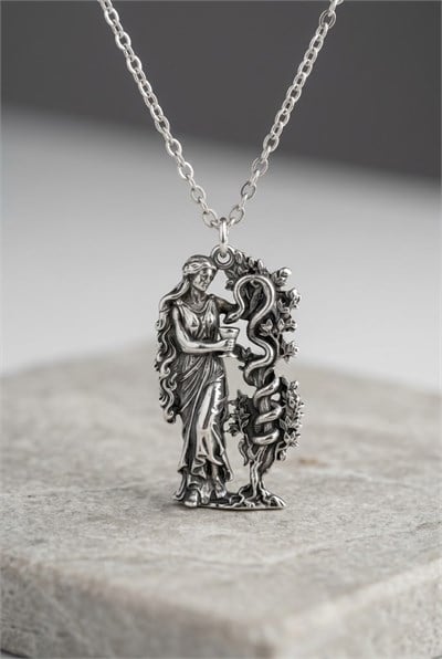 Silver Antik Yunan Sağlık Tanrıçası Hygieia Yılan Kolye
