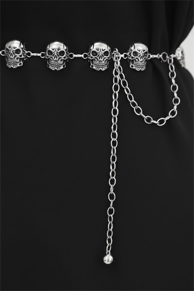 Silver Kuru kafalı Gotik Bel Zinciri