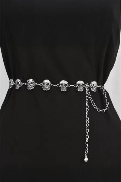 Silver Kuru kafalı Gotik Bel Zinciri
