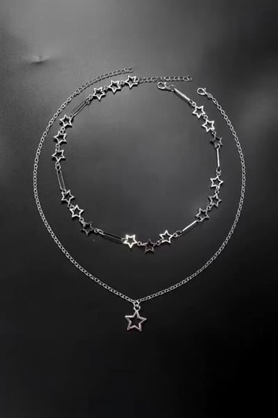 Silver Star Çift Zincirli Kolye