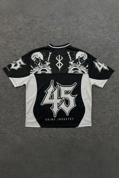 Siyah Anime Berserk Guts 45 Number V Yaka Unisex Forma