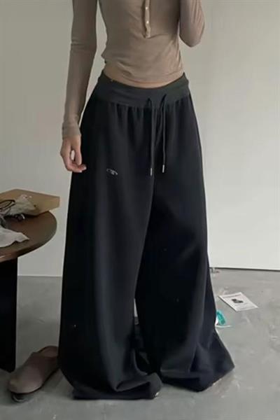 Siyah Antrasit Beli Lastikli Y2K Unisex Eşofman