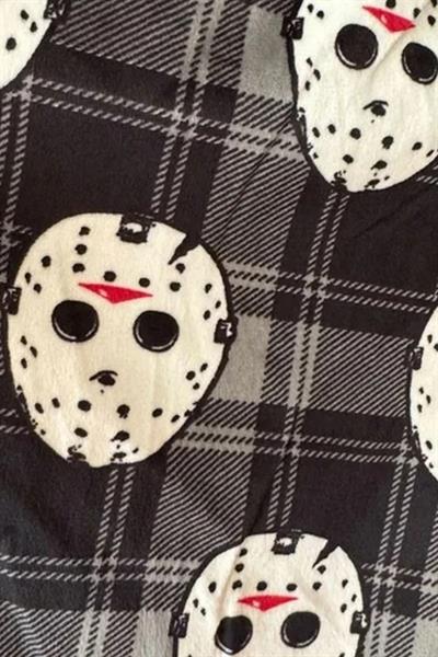 Siyah Antrasit Ekoseli Jason Voorhees Maskeli Y2K Unisex Eşofman