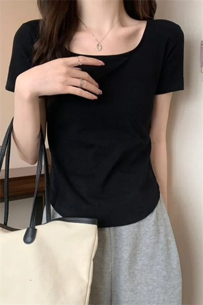 Siyah Basic Kısa Kollu Crop