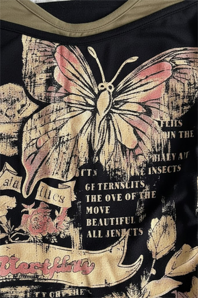 Siyah Butterfly Madonna Yaka Ek Askılı Y2K Kısa Kollu Full Body Crop