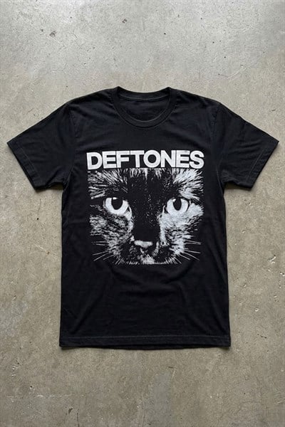Siyah Deftones Cat Gotik Y2K Unisex T-Shirt