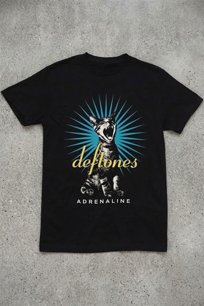 Siyah Deftones Cat Print Gotik Y2K Unisex T-Shirt
