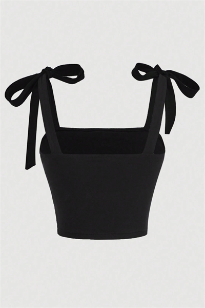 Siyah Fiyonk Y2K Askılı Crop