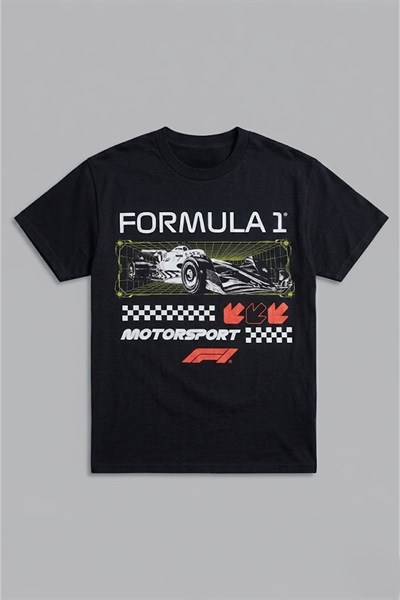 Siyah Formula 1 Motorsport Unisex T-Shirt