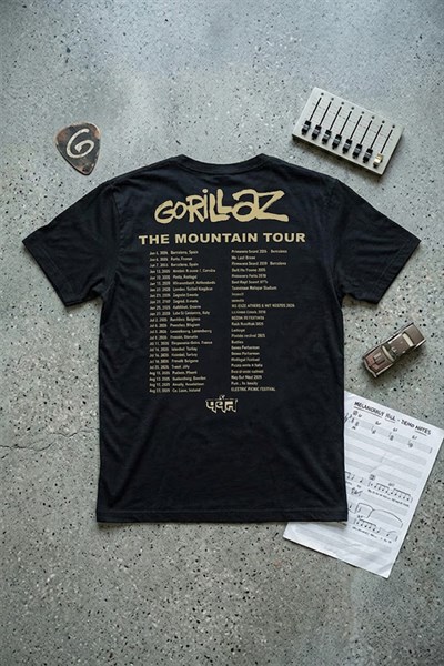 Siyah Gorilaz The Mountain Tour Album Unisex Y2K T-Shirt