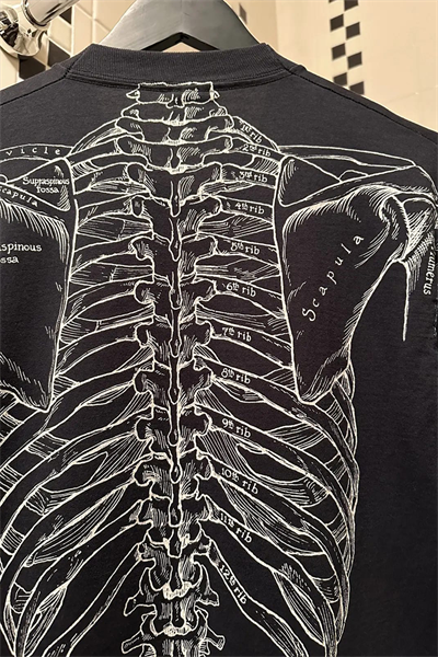 Siyah Gotik Anatomik İskelet Grunge Y2K Unisex T-Shirt