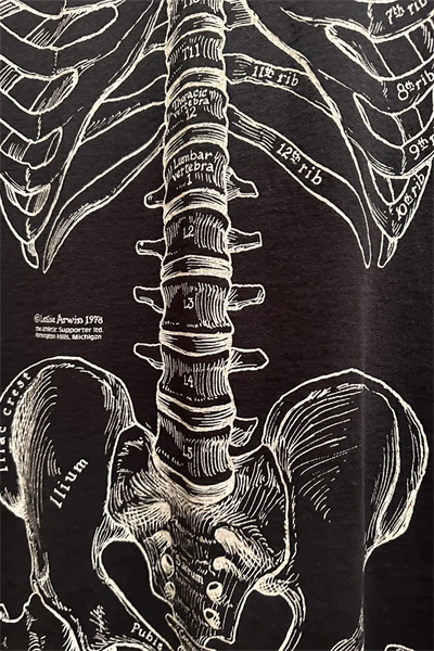 Siyah Gotik Anatomik İskelet Grunge Y2K Unisex T-Shirt