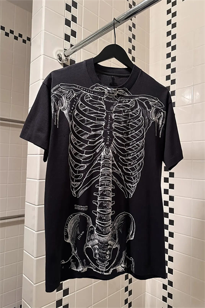 Siyah Gotik Anatomik İskelet Grunge Y2K Unisex T-Shirt