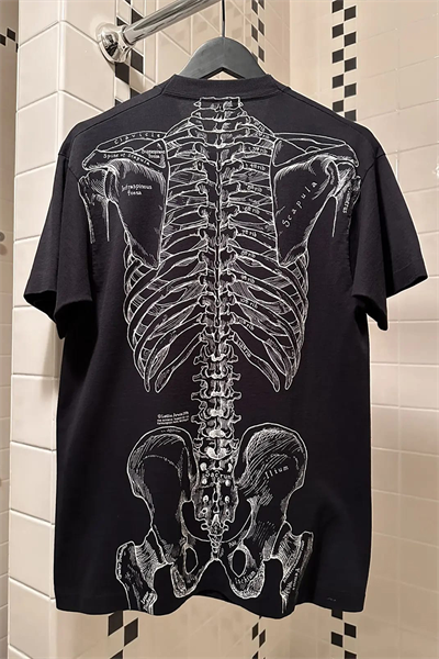 Siyah Gotik Anatomik İskelet Grunge Y2K Unisex T-Shirt