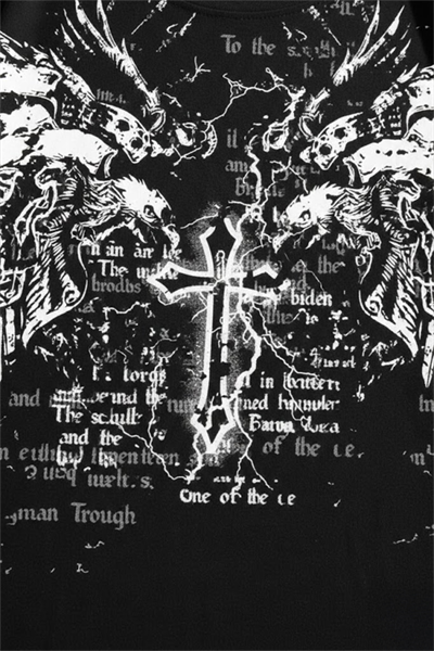 Siyah Gotik Cross Eagle Y2K Unisex T-Shirt
