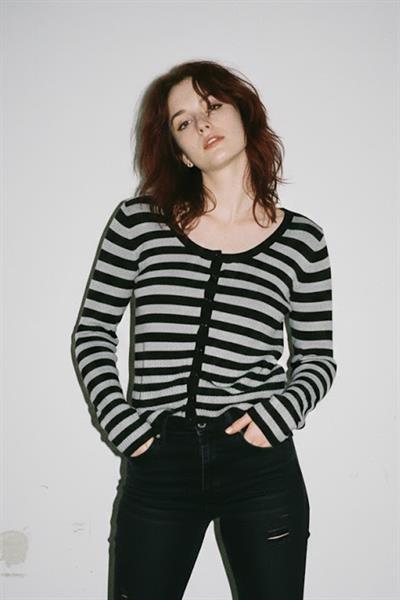 Siyah Gri Çizgili Grunge Y2K Stili Triko Hırka 