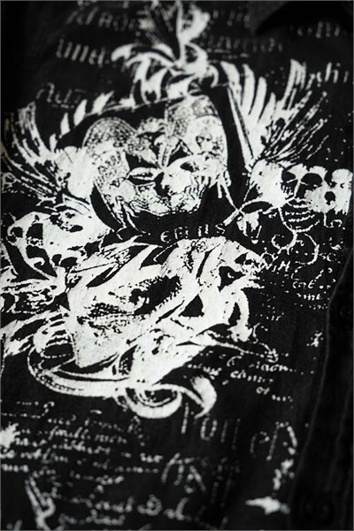 Siyah Grunge Tipografik Gotik Y2K Unisex Uzun Kollu Gömlek