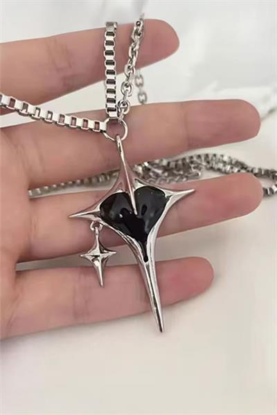 Silver Harajuku Heart Polar Star Kolye