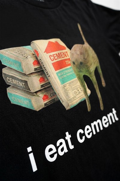 Siyah I Eat Cement Cat Unisex T-Shirt