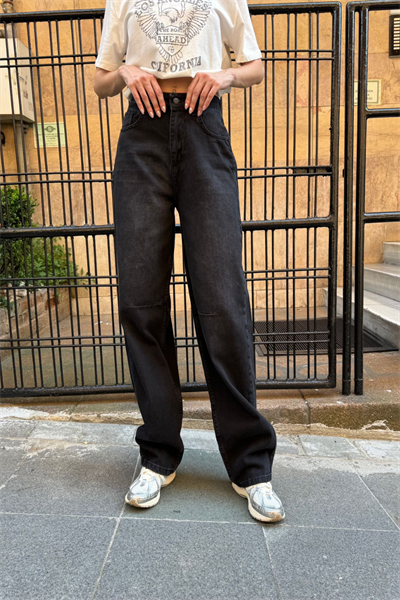 Siyah Jean Tokalı Kot Pantolon