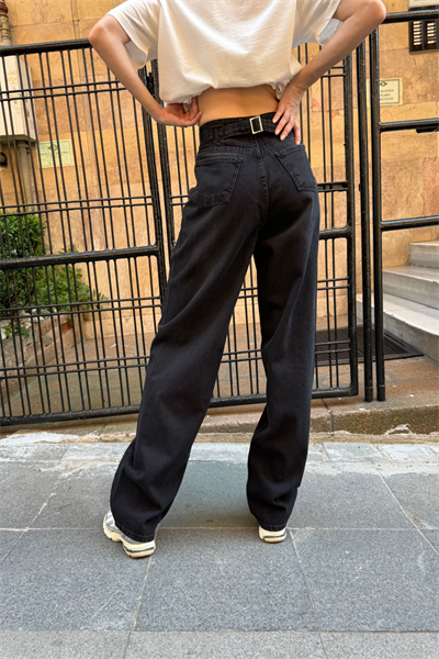 Siyah Jean Tokalı Kot Pantolon