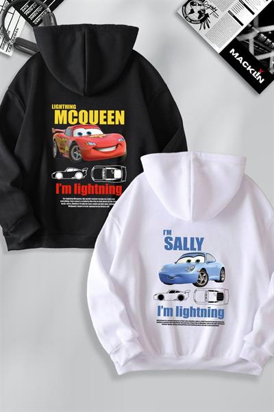 Siyah Mcqueen & Beyaz Im Sally Çift Kapüşonlu Hırka