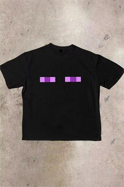 Siyah Minecraft Endreman Eyes Unisex T-Shirt