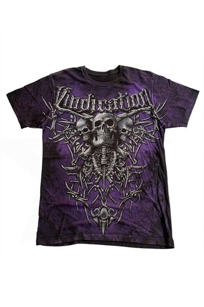 Siyah Mor Vindication Skull Skeleton Gotik Y2K Unisex T-Shirt