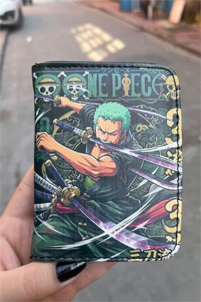 Siyah One Piece Roronoa Zoro Anime Unisex Cüzdan