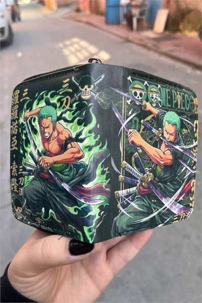 Siyah One Piece Roronoa Zoro Anime Unisex Cüzdan