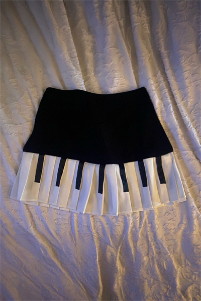 Siyah Piano Pileli Grunge Y2K Etek