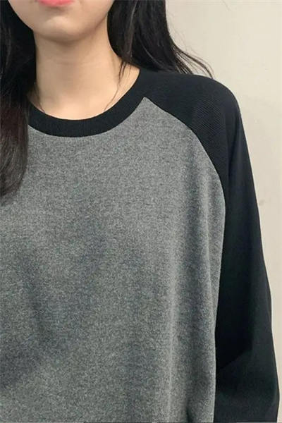 Siyah Raglan Kollu Antrasit Basic Unisex Uzun Kollu