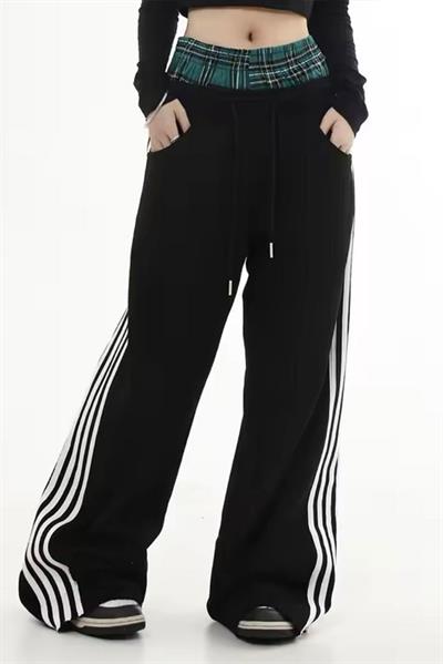 Siyah Şeritli Fake Boxer Y2K Unisex Eşofman