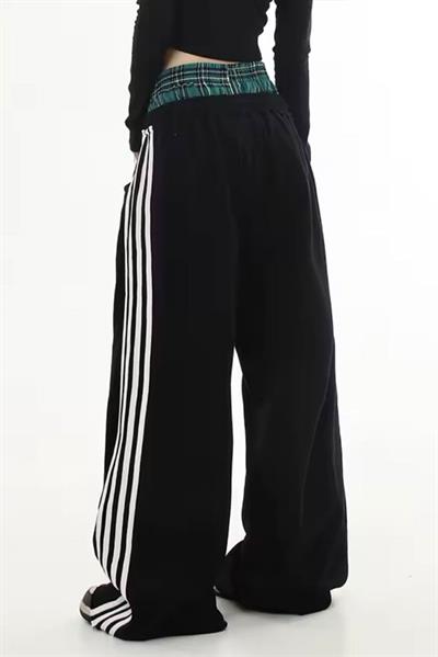 Siyah Şeritli Fake Boxer Y2K Unisex Eşofman
