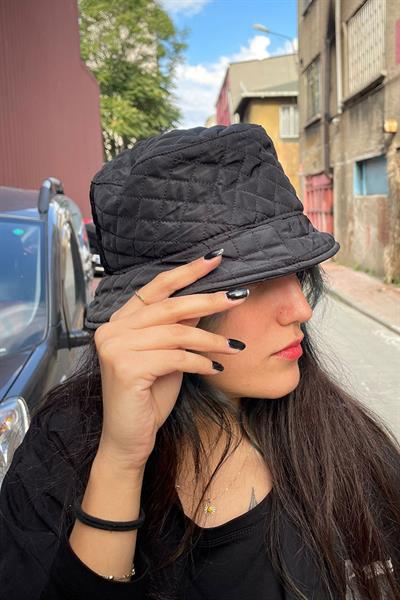 Siyah Şişme Unisex Bucket Şapka