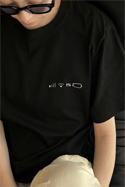 Siyah Siyah Low Battery Mood Y2K Unisex T-Shirt