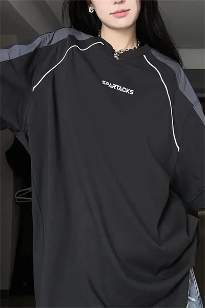 Siyah Spartacks Retro Şeritli Unisex T-Shirt