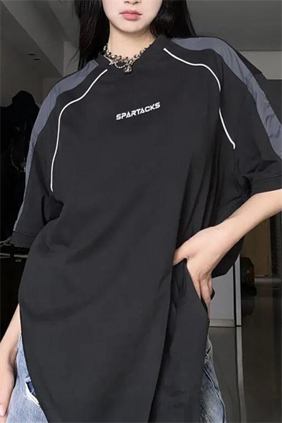 Siyah Spartacks Retro Şeritli Unisex T-Shirt