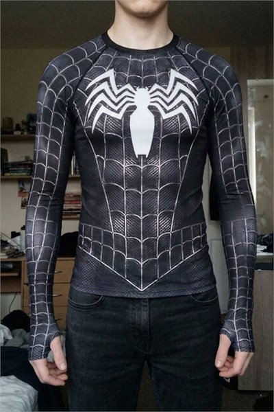Siyah Spider Man Unisex Uzun Kollu T-Shirt