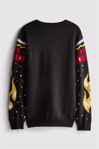 Siyah Stranger Things Hellfire Club Christmas HO! HO! HO! Oversize Unsiex Kazak