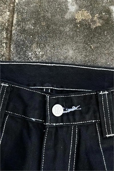 Siyah Ters Dikiş Skater Streetwear Y2K Unisex Baggy Pantolon