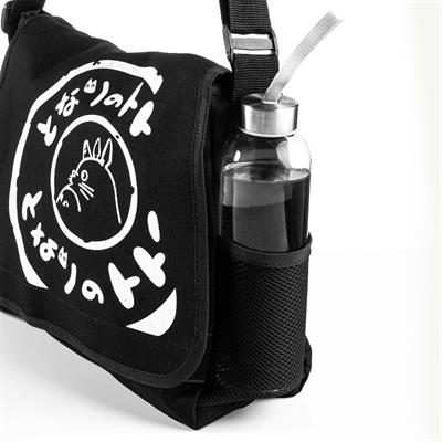 Siyah Totoro Kapaklı Yan Cepli Ve Suluk Bölmeli Postacı Çanta