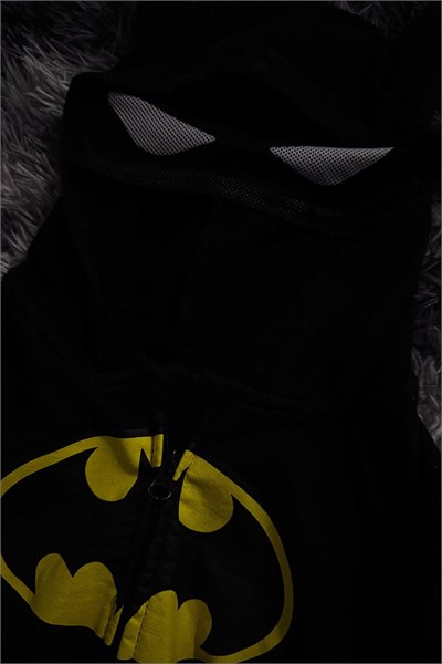 Siyah Yarasa Kualaklı Batman Y2K Crop Hırka